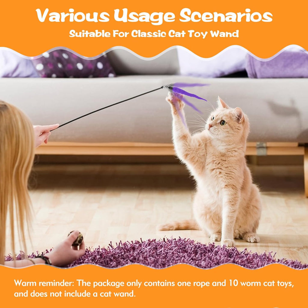 Vibrant and safe non-shedding plush cat worm wand refills for healthy pet exercise