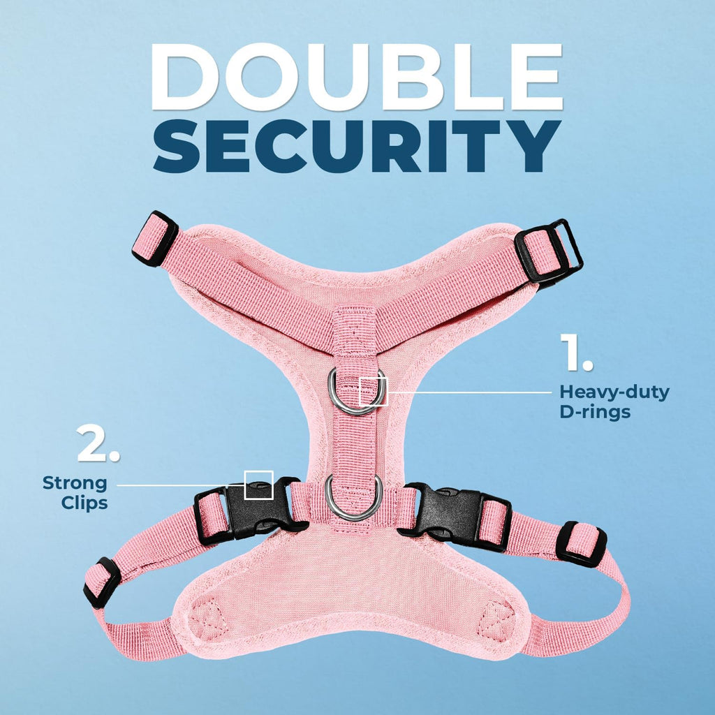 Pink mesh pet vest showing the step-in design and adjustable straps