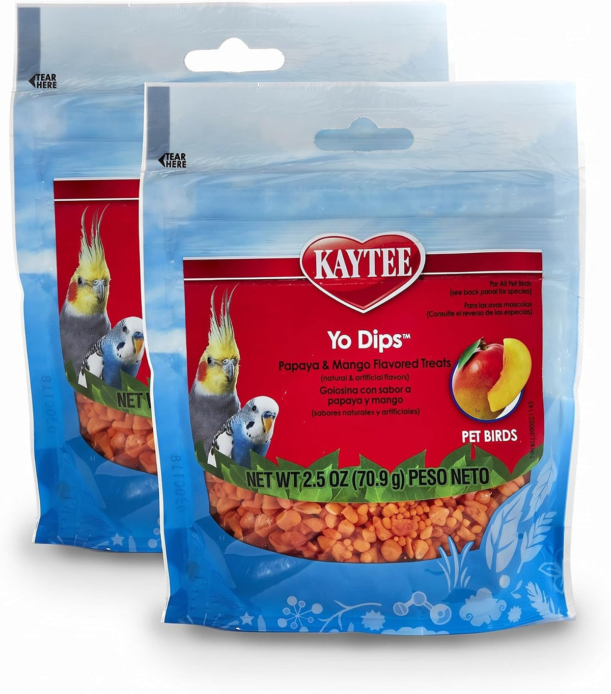 Kaytee Mango Flavored Yogurt Dipped Papaya Treats For All Pet Birds, 2.5-Oz Bag - Image 4