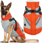 IECOii orange waterproof winter dog coat for large dogs front view