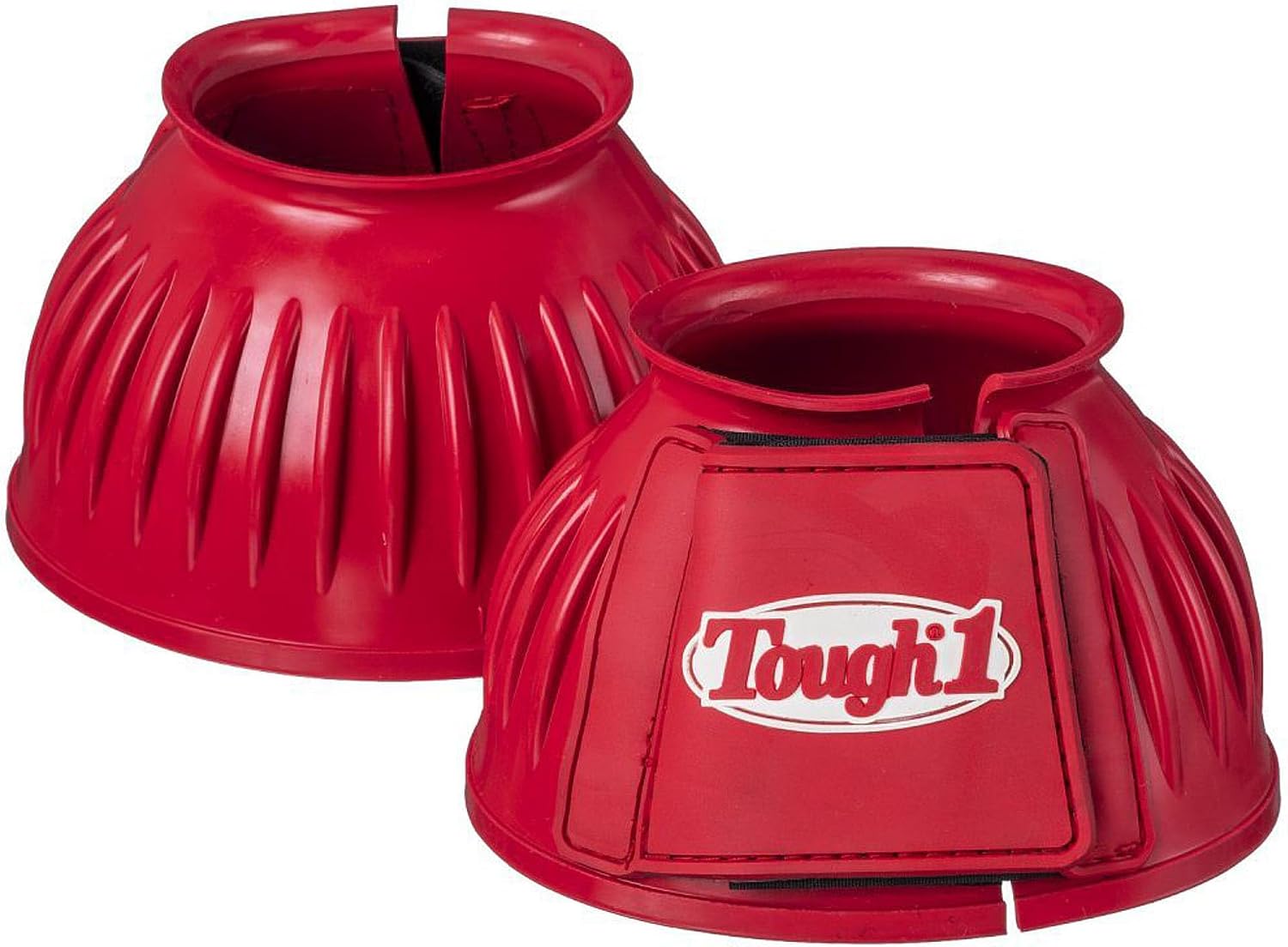 Tough 1 Heavy Duty Double Lock Bell Boots front view showing red ribbed rubber texture.