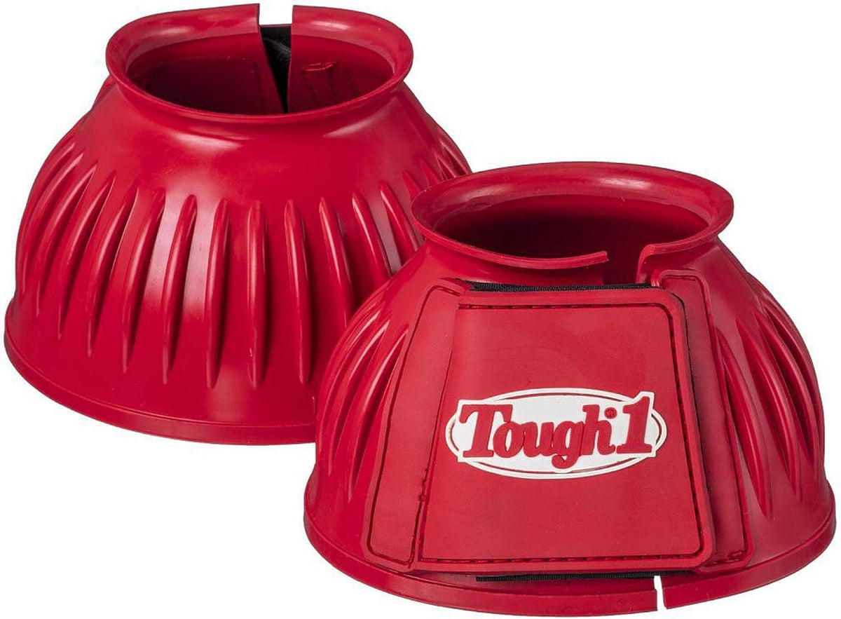 Tough 1 Heavy Duty Double Lock Bell Boots front view showing red ribbed rubber texture.