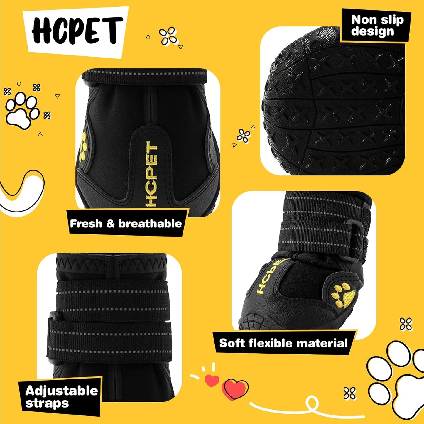 Hcpet waterproof dog boots for large breeds
