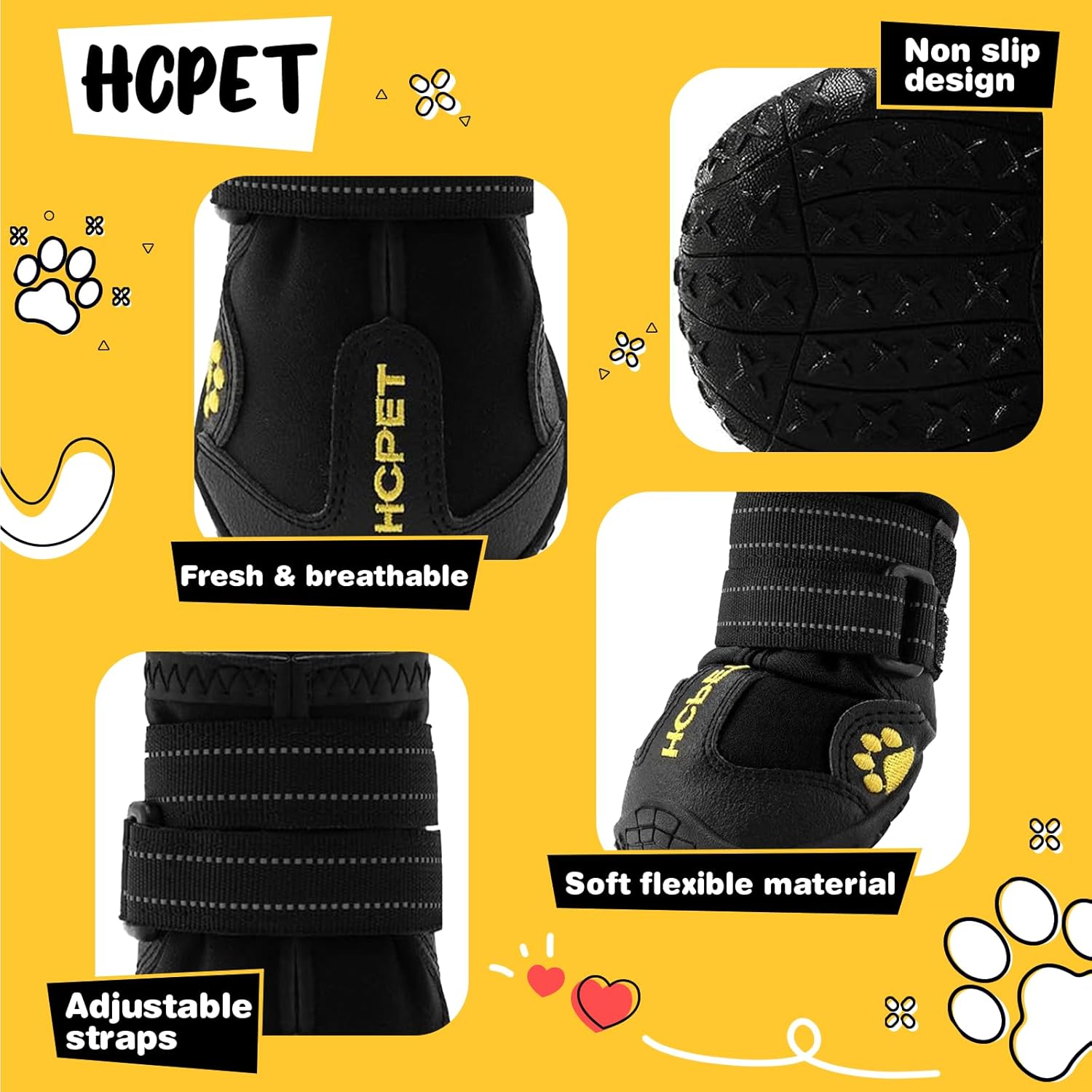 Hcpet waterproof dog boots for large breeds
