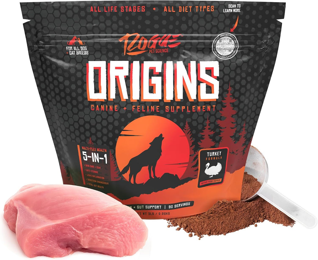 ROGUE PET SCIENCE Origins 5-in-1 Dog Supplement - Powdered Food Topper w/Natural Omega 3 Fish Oil - Supports Healthy Digestion, Skin, and Coat - Helps Reduce Itching & Joint Inflammation (5 lbs) - Image 13