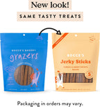 Bocce's Bakery dog treats packaging showing jerky stick texture