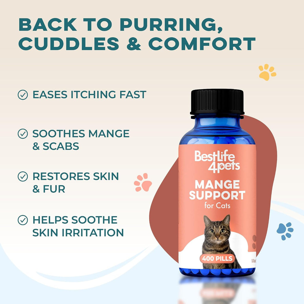 BestLife4Pets feline scabies and welt relief supplement packaging.