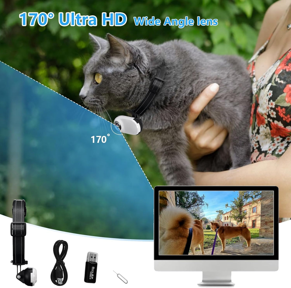 Ehomful 1080P pet camera with 0.96 inch LCD screen visible