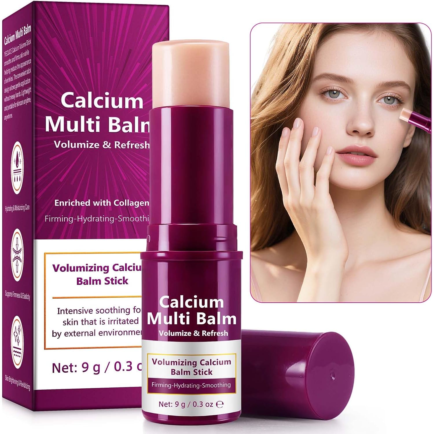 Dr Melaxin calcium multi balm stick front view showcasing the anti aging skincare tube packaging