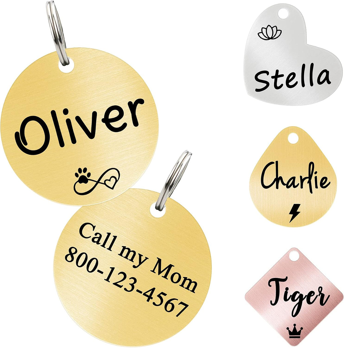Ultra Joys Cat ID Tag Personalized Pet Tags, Durable Stainless Steel Small Pet Mini Dog Cat Tag Lightweight - Fish Tag in Silver - Image 9