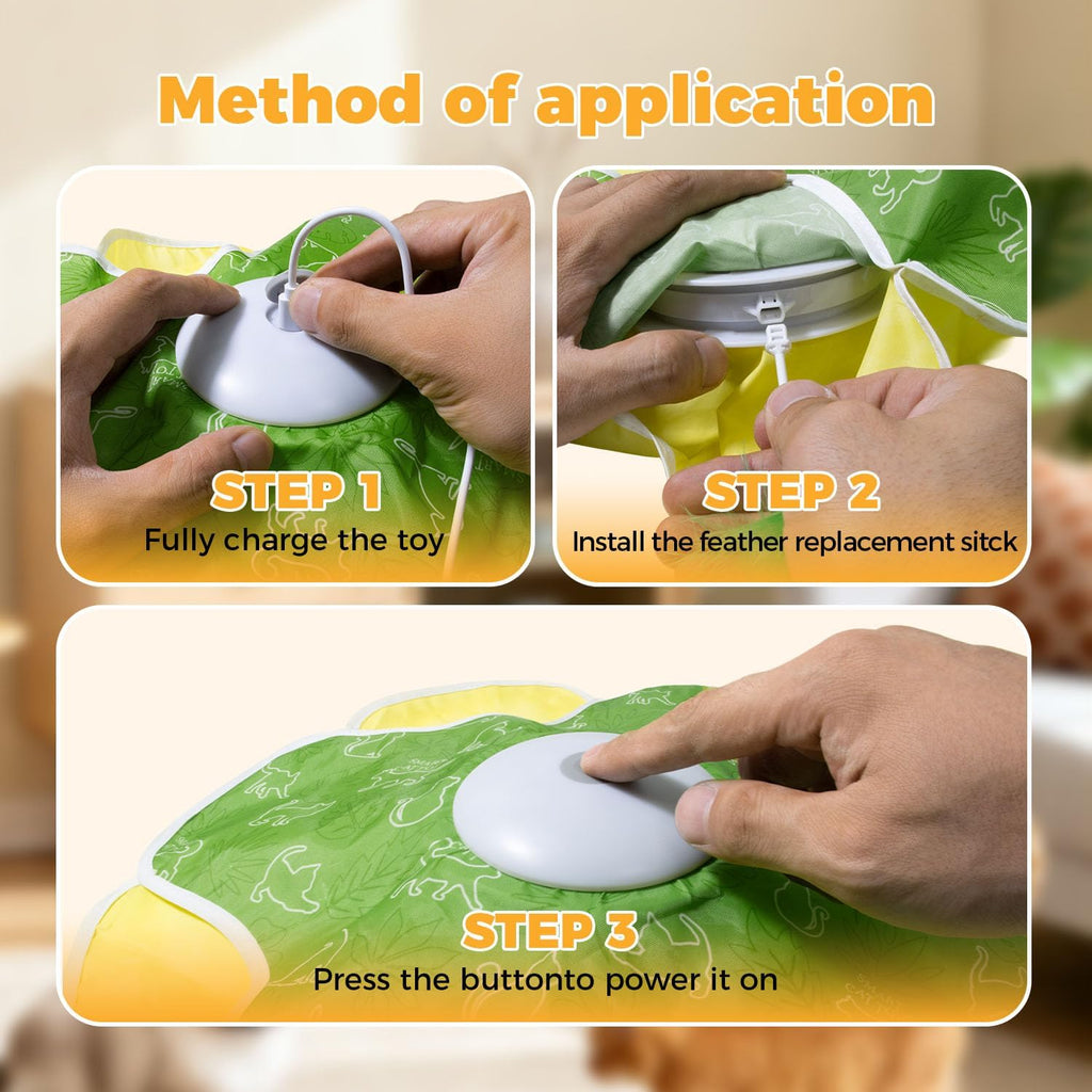 Automatic moving concealed wand feather toy displaying the durable ABS plastic structural chassis