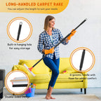 KeFanta 57 inch carpet rake cleaning dog hair from living room rug