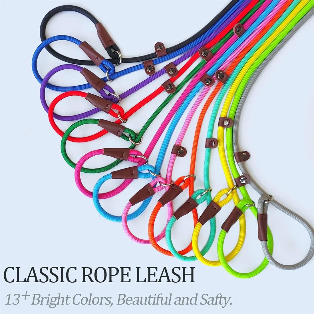 Seven feet MayPaw slip lead laid flat showcasing premium nylon material