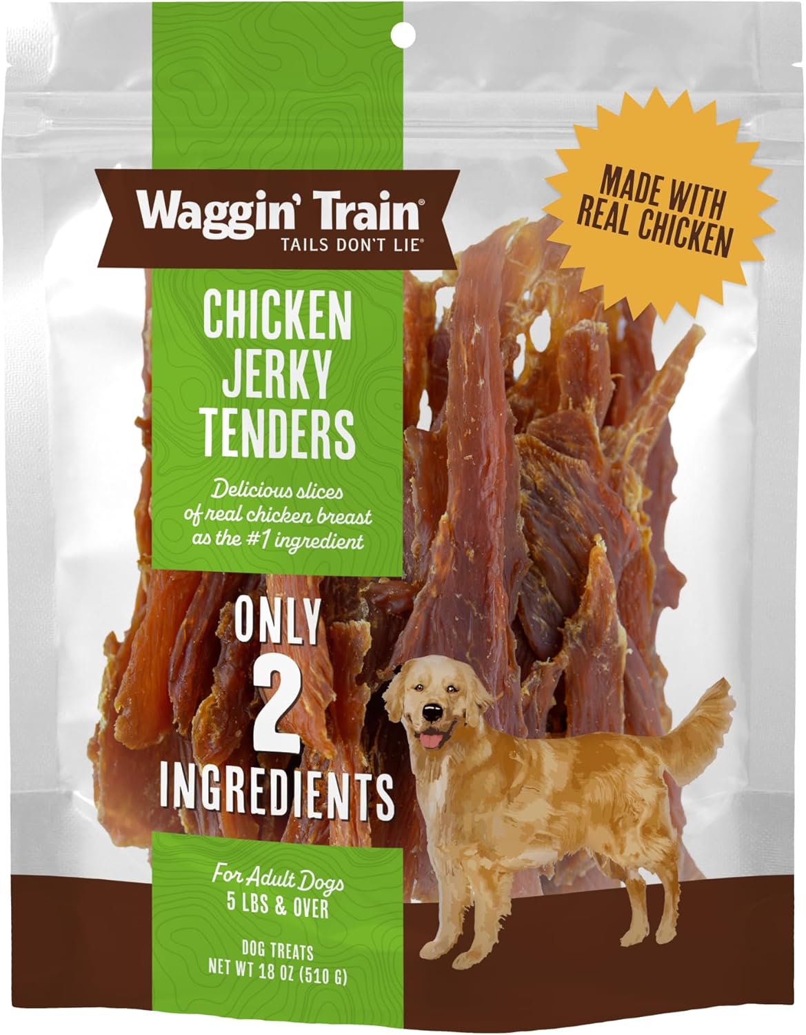 Waggin' Train Chicken Jerky Dog Treats, Made with 100% Real Chicken Breasts, Only Two All-Natural Ingredients, Great High Protein Dog Treat, Easily Digestible for Big or Small Dogs, 30 oz. Pouch - Image 11