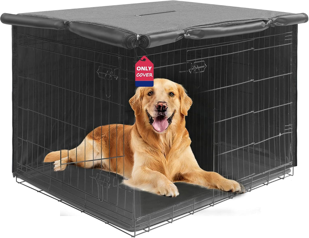HiCaptain Dog Crate Cover 36.0" L x 23.0" W x 25.0" H with Breathable Mesh, Heavy Duty Kennel Cover, Dual Zippered Panels, Windproof Waterproof(Beige) - Image 13