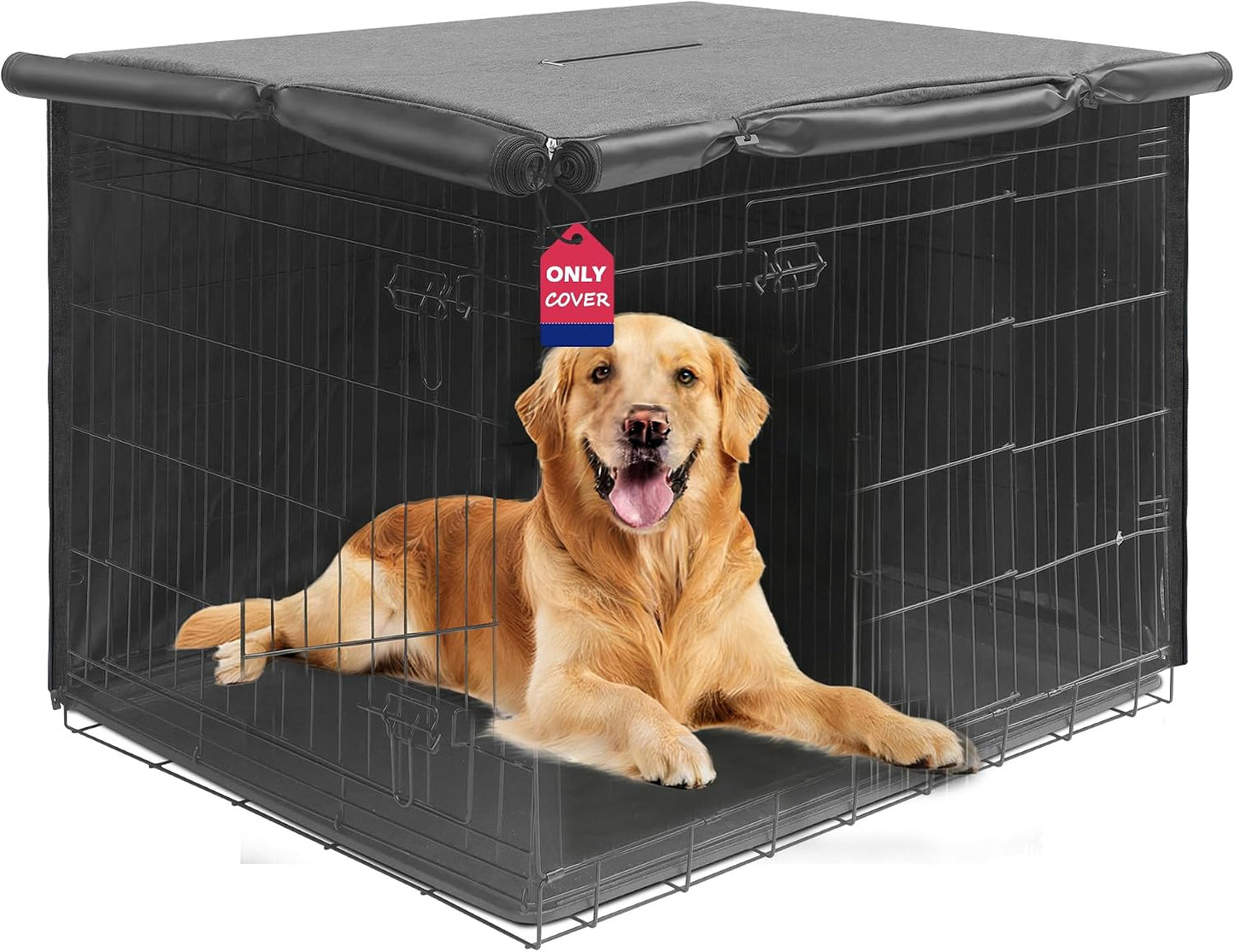 HiCaptain Dog Crate Cover 36.0" L x 23.0" W x 25.0" H with Breathable Mesh, Heavy Duty Kennel Cover, Dual Zippered Panels, Windproof Waterproof(Beige) - Image 13