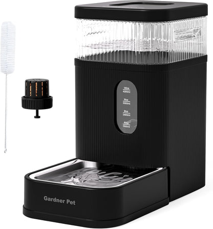 Gardner Pet electricity free gravity waterer showing the Maifan stone filter cartridge placement.