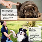 Ergonomic dog clicker held in palm showing the large button design.