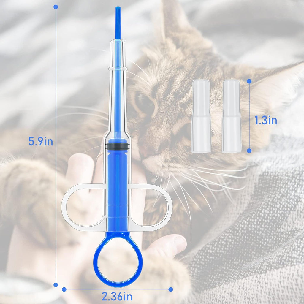 Nuanchu cat medicine shooter kit with split silicone tip holding a small tablet