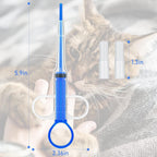 Nuanchu cat medicine shooter kit with split silicone tip holding a small tablet