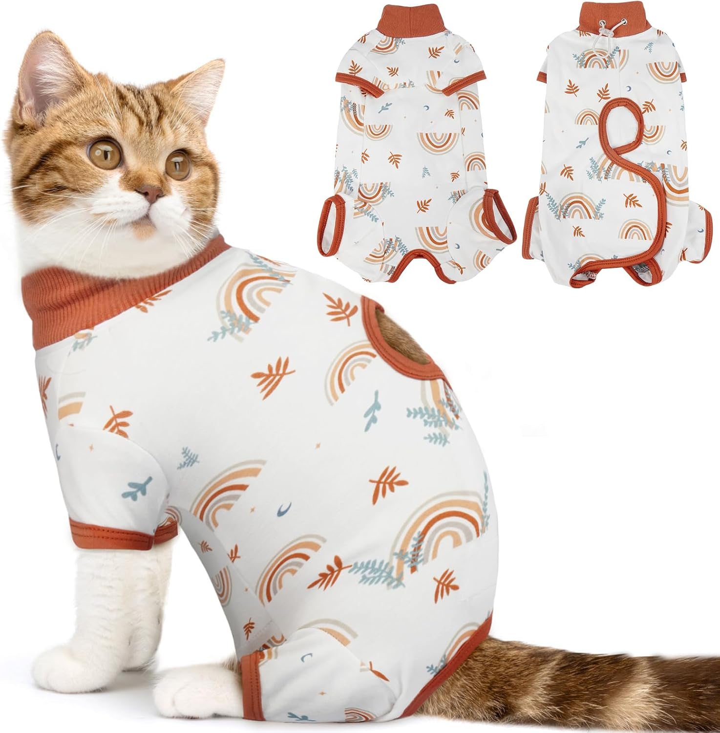 DENTRUN Cat Surgery Recovery Suit Female Male Soft Onesie, Kitten Surgical Collar Cone Alternative Shirt, Abdominal Wounds Anti-Licking Pajama for Small Pets Spay, Cat Body Suit Post Surgery - Image 11