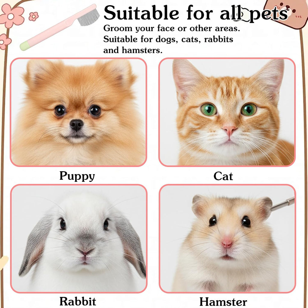 Psiriol pet comb being used on a small breed dog face