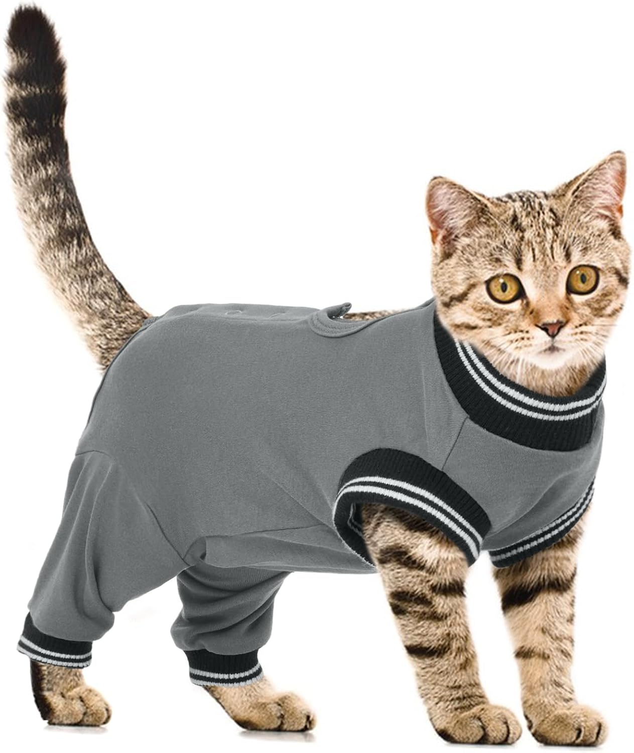Stress-Free Cat Recovery Suit with Sleeves, Kitten Surgical Onesie for After Spay, Pet Surgical Pajamas Anti Licking, Long Rear Sleeve Wound Cover for Hind Legs RoyalBlue XL - Image 9