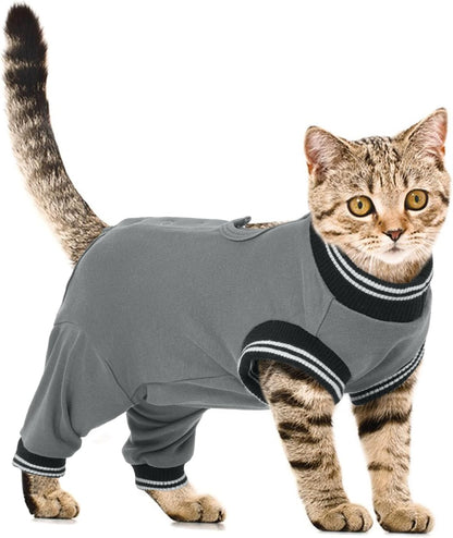 Stress-Free Cat Recovery Suit with Sleeves, Kitten Surgical Onesie for After Spay, Pet Surgical Pajamas Anti Licking, Long Rear Sleeve Wound Cover for Hind Legs RoyalBlue XL - Image 9