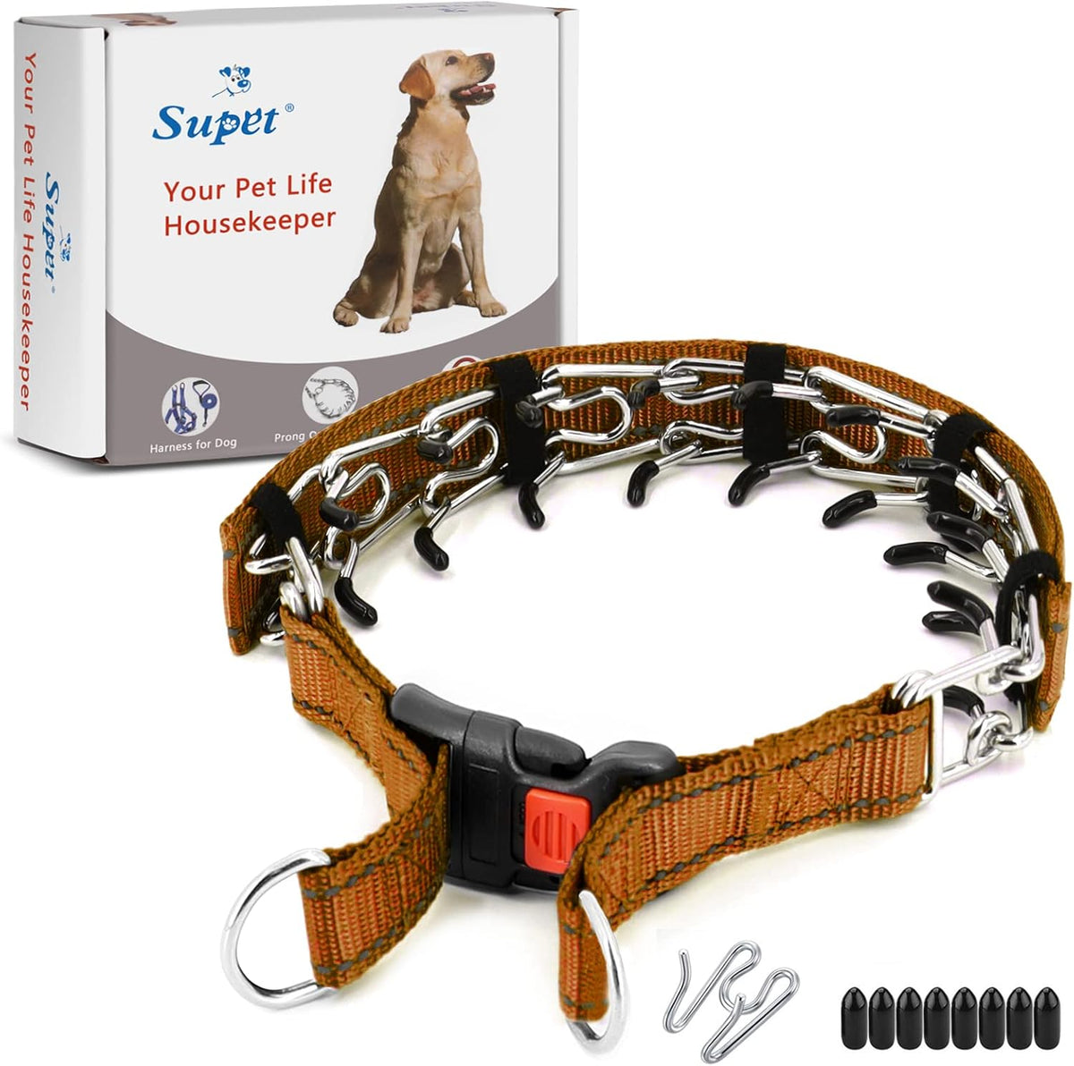 Supet Dog Prong Collar, Dog Choke Collar Adjustable Dog Pinch Collar with Quick Release Buckle/Nylon Cover for Small Medium Large Dogs - Image 10