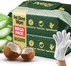 Petazy Pet Glove Wipes for Dogs & Cats - Hypoallergenic Thick Cleaning Gloves with Aloe & Coconut Oil for Paws, Face, Ears & Butt, Instant No Rinse Grooming Wipes to Deodorize and Hydrate, 25 Pack - Image 10