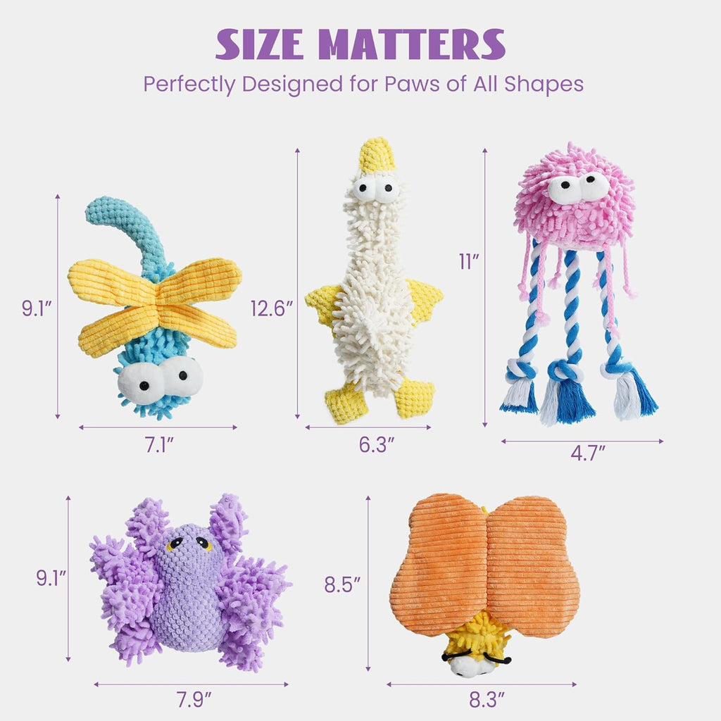 Nocciola non-toxic durable pet animal chew puppy toys in a complete five piece bundle.