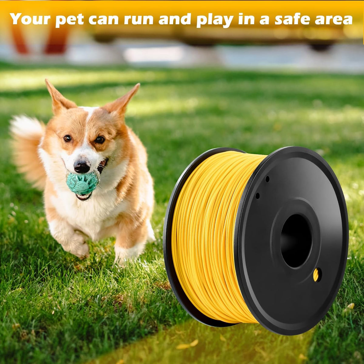 Heavy duty twenty two gauge electric pet containment wire layout on grass