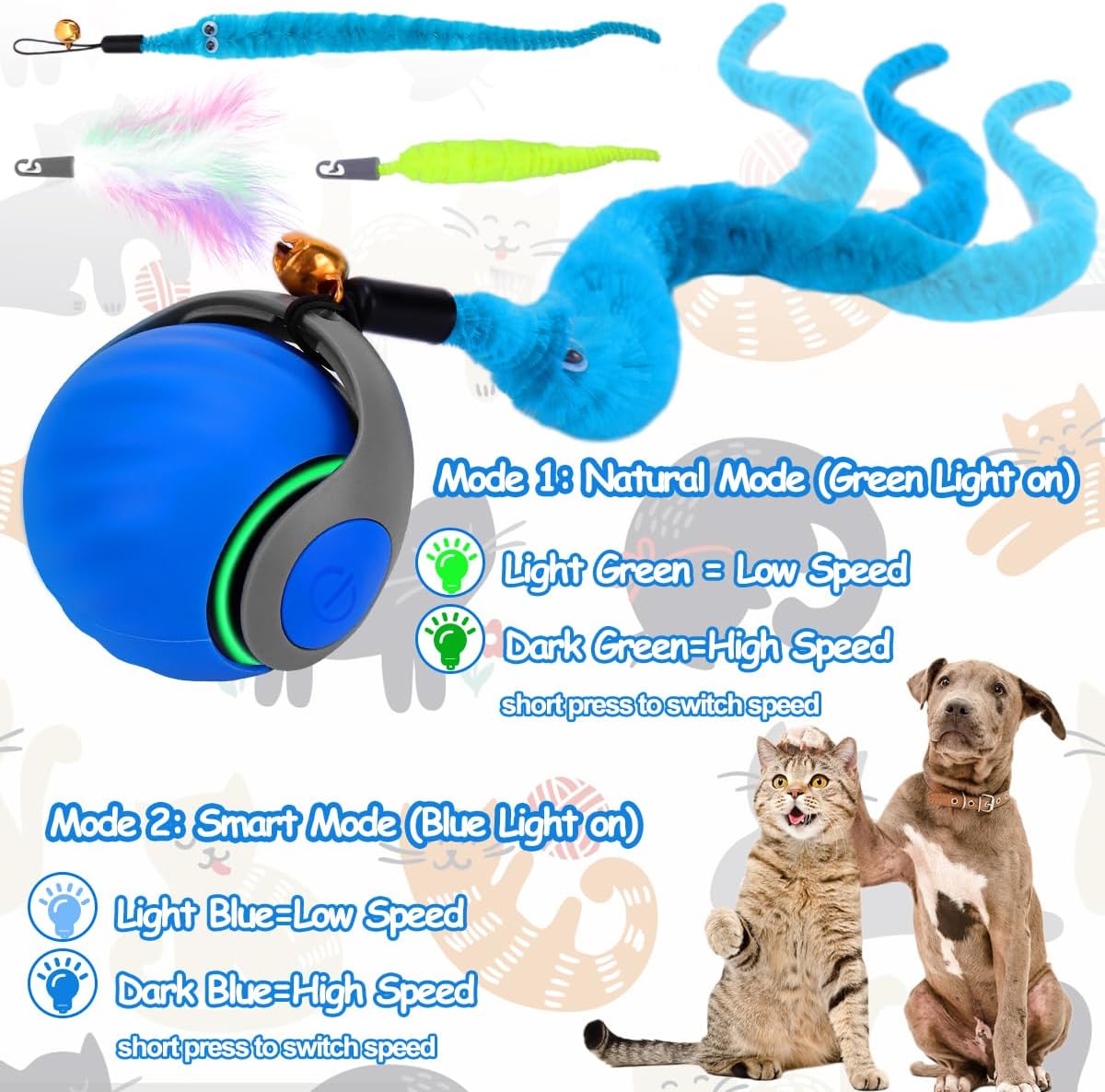 Close up view of the durable pet safe silicone outer cover of the Mity Rain automatic moving cat chase toy.