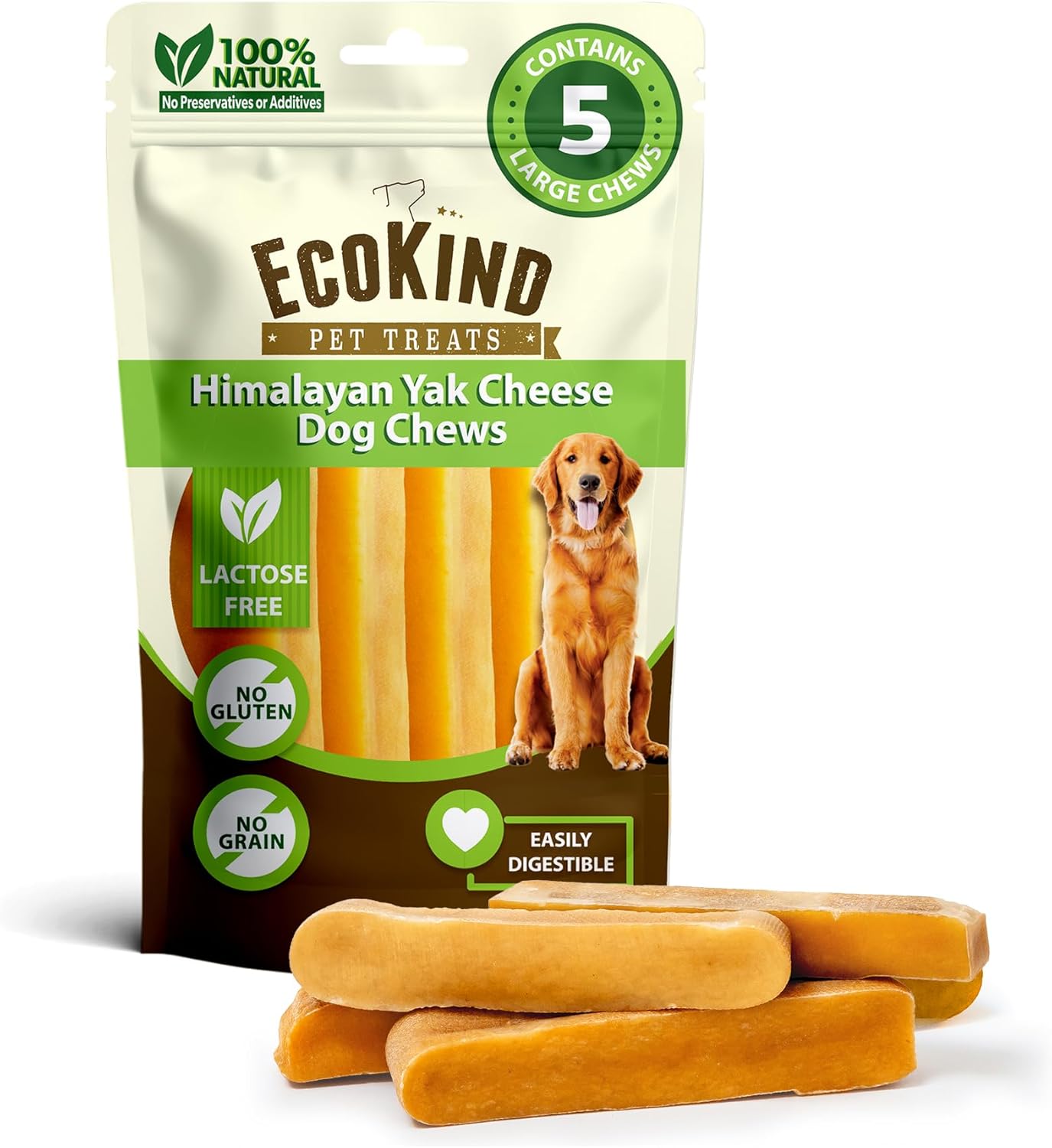 EcoKind Yak Cheese Himalayan Dog Chews, Yak Chews for Large Dogs, Long Lasting Bone for Aggressive Chewers, 3 Ingredient Natural High Protein Dog Treat, No Additives or Lactose, Large - 4 Chews (1 lb) - Image 11