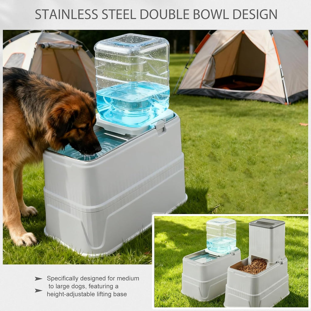 Foldable pet feeding station collapsed flat for easy travel storage