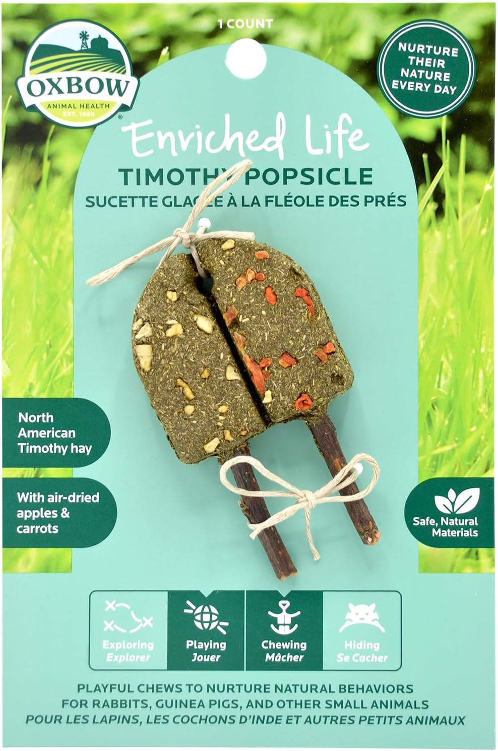 Oxbow Enriched Life Timothy Popsicle natural small animal chew toy front packaging view