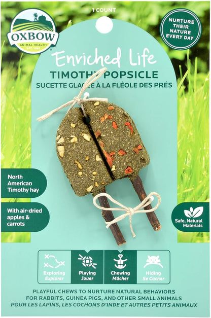 Oxbow Enriched Life Timothy Popsicle natural small animal chew toy front packaging view