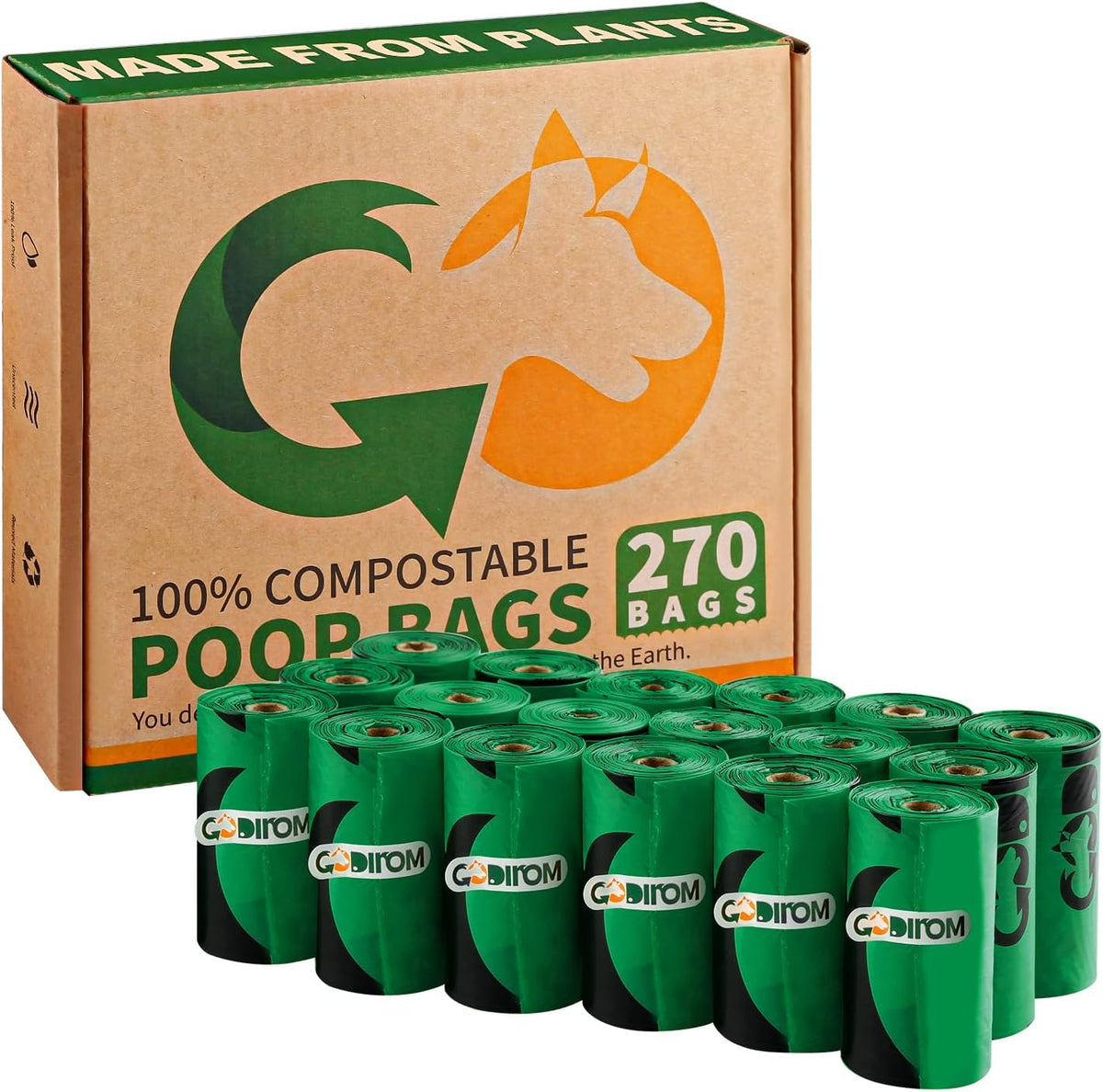 USA imported premium Codirom compostable dog poop bags measurement view