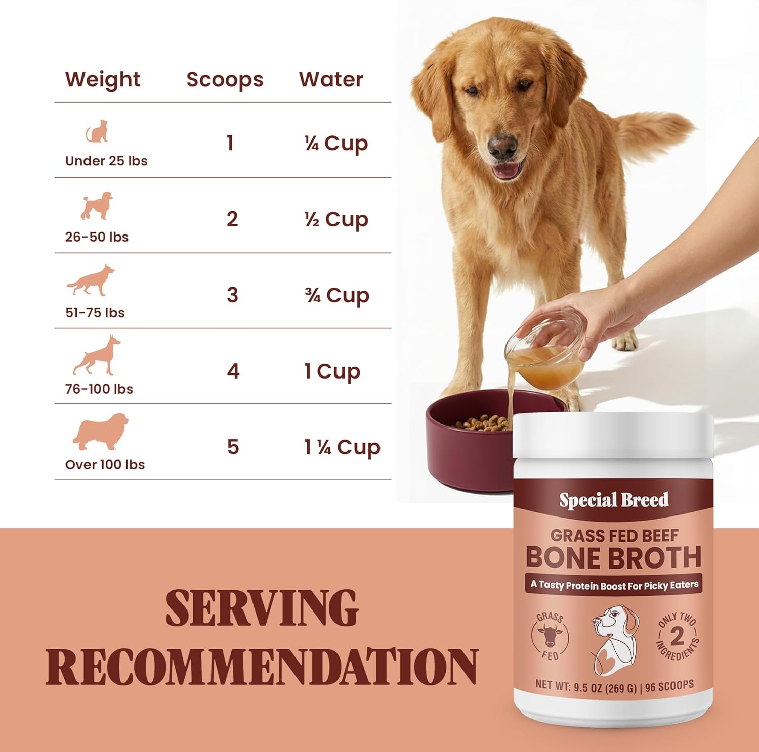 Gluten free non GMO beef bone broth powder for pets.