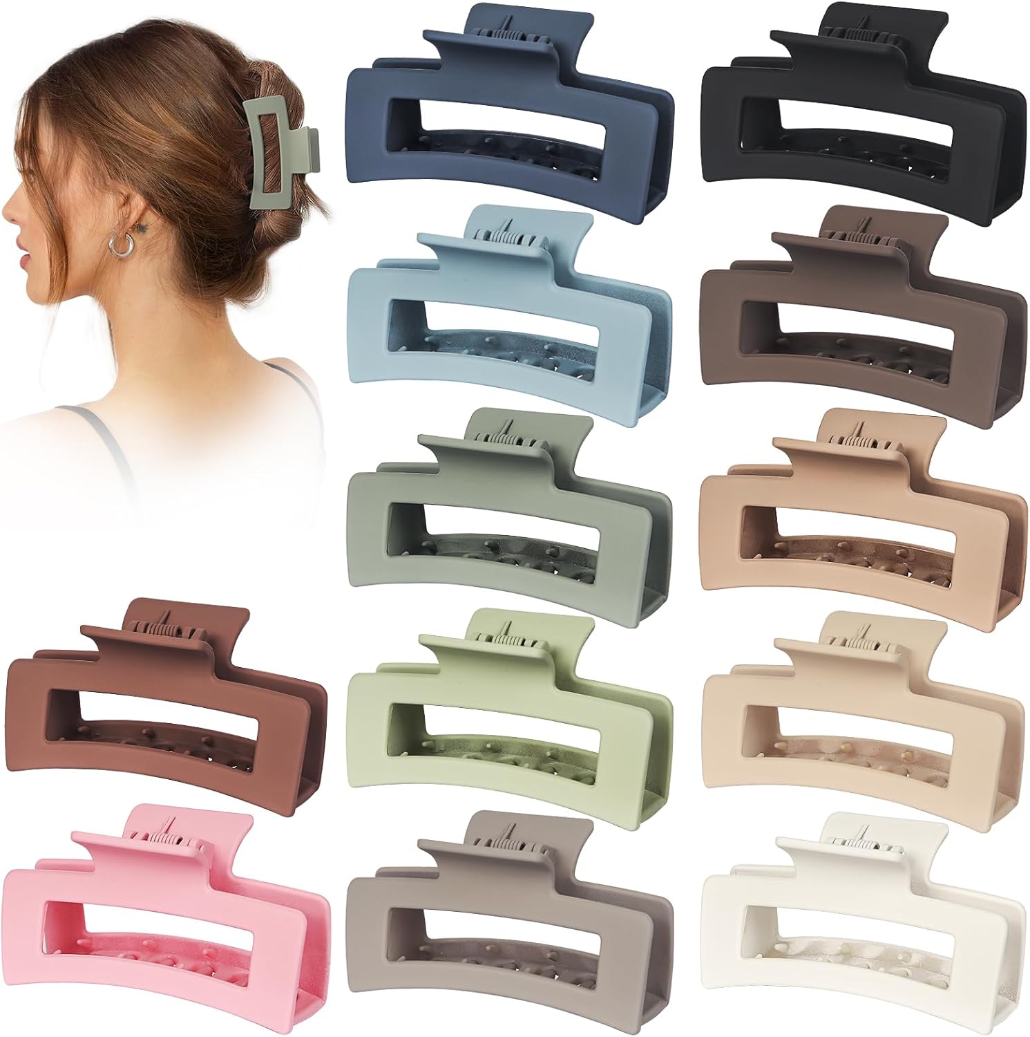 Vigorpace 12 pack medium hair claw clips set front view