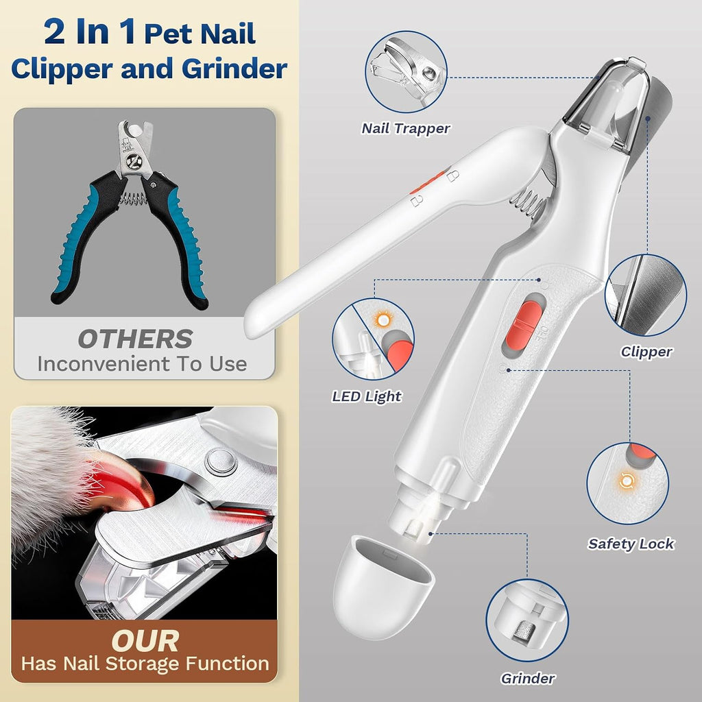 2-in-1 Dog & Cat Nail Clippers and Grinder with Catcher & 2 LED Lights - Image 7