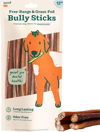 WOOF Bully Sticks Dog Treats - Chew Sticks for Dogs - Long-Lasting Dog Chew Treats - Made with Free-Range, Grass-Fed Beef - 6" Sticks - 10pk - Image 9