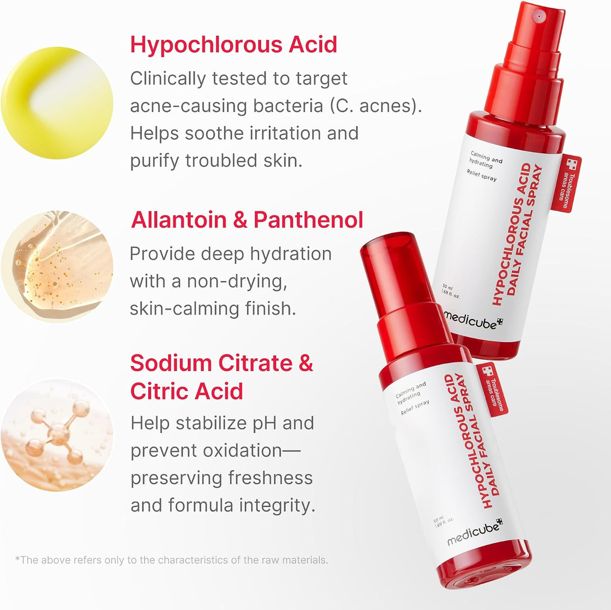 Medicube Hypochlorous Acid Power Soothing Spray nozzle spray action