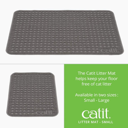 Underneath view of Catit grey litter mat showing its durable non slip backing