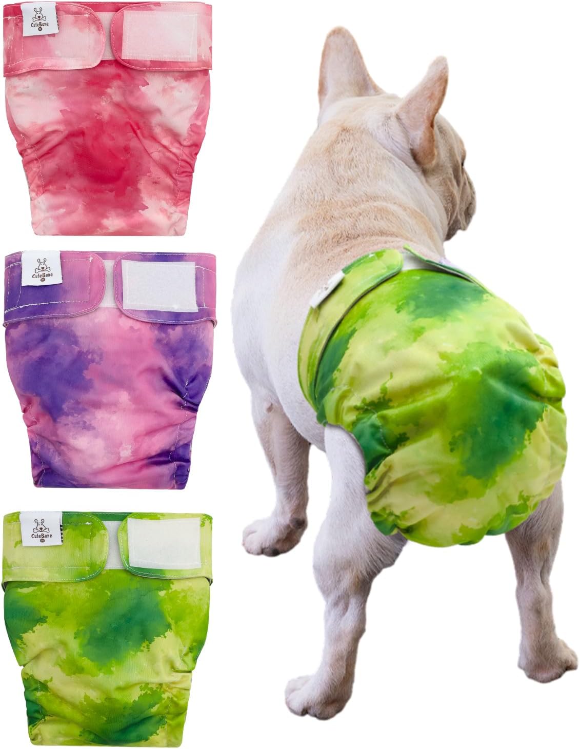 CuteBone Washable Dog Diapers Female No Tail Hole 3 Pack Reusable Doggie Period Training Pants for Docked-Tail Frenchie French Bulldog Boston Terrier Without Tail WWD15M - Image 12