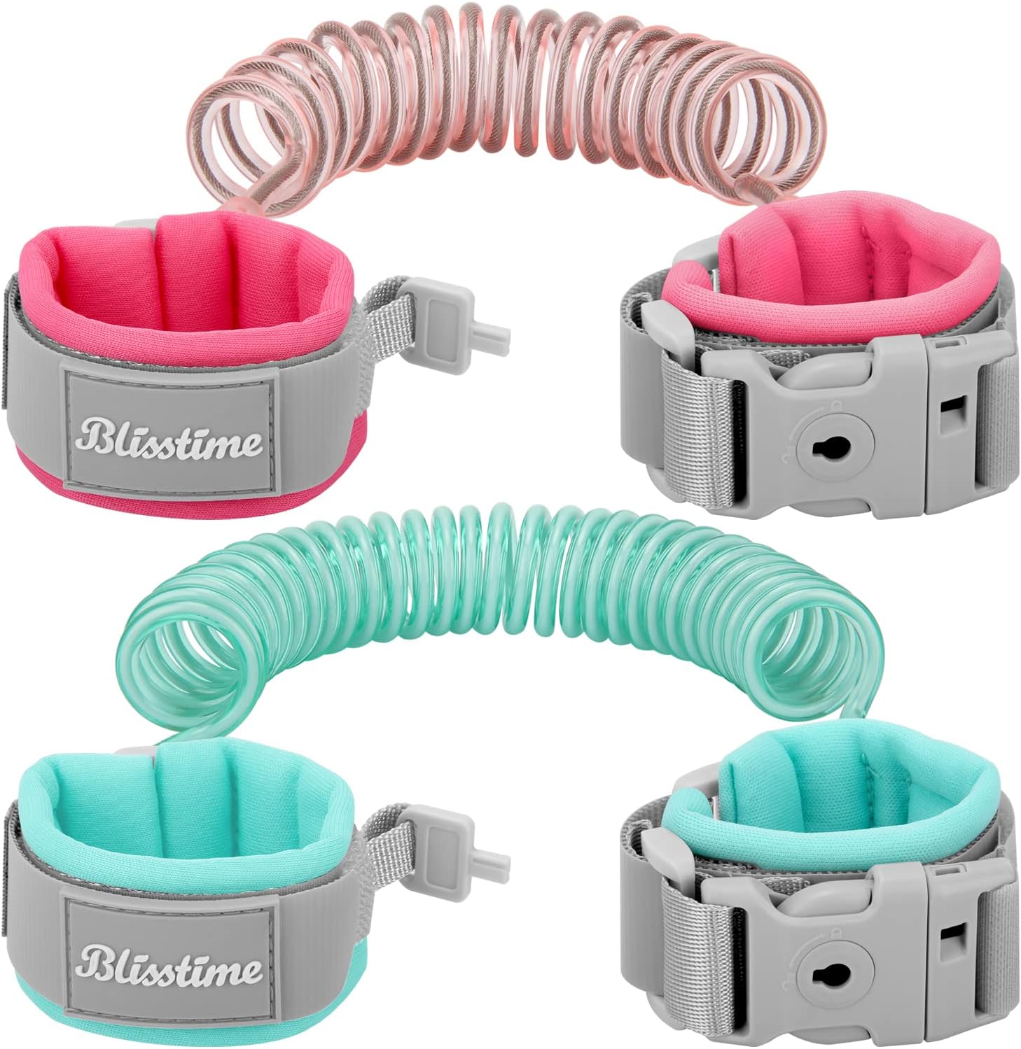 Blisstime Toddler Leash 2 Pack set with Mint Green and Pink wristbands