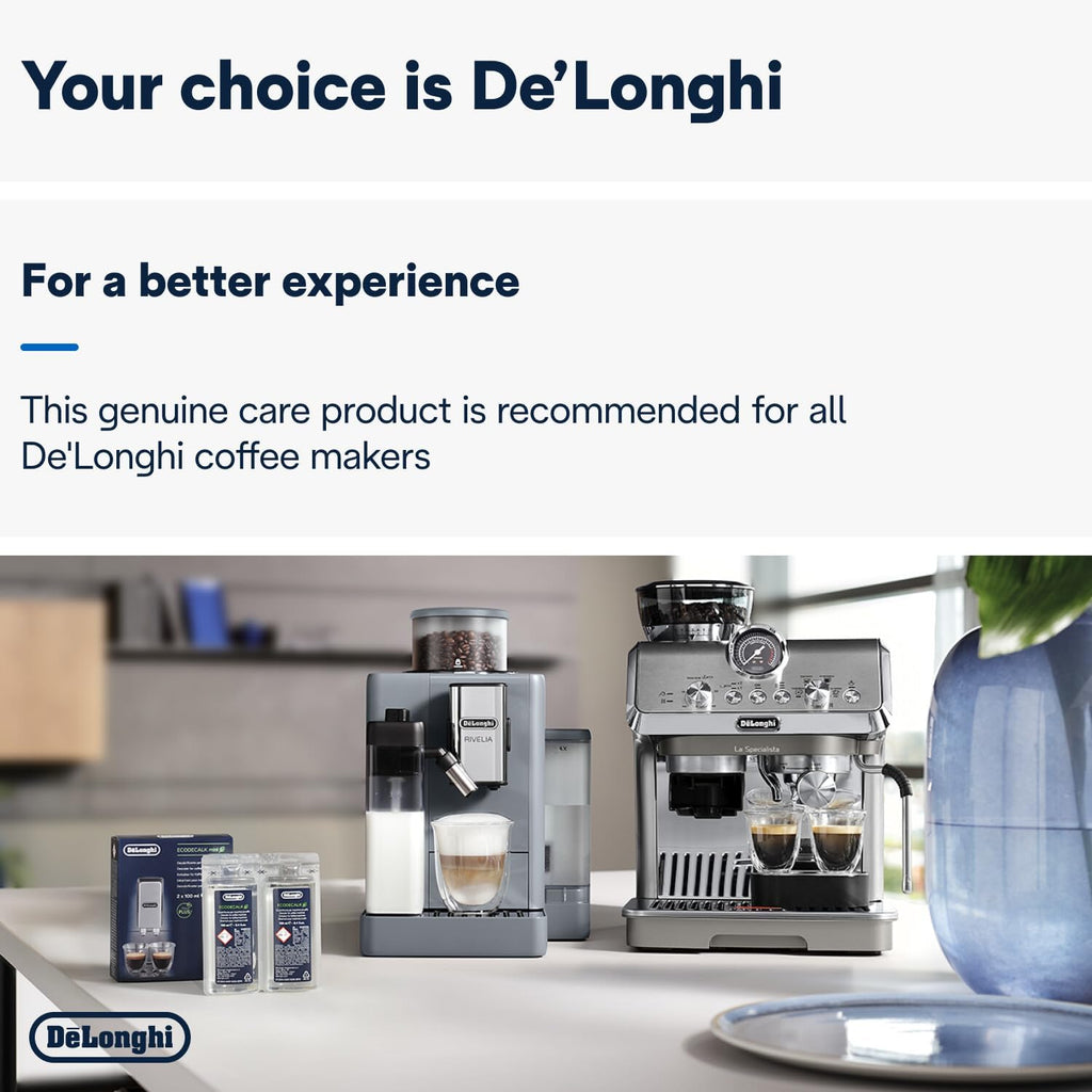 De'Longhi EcoDecalk Descaler, Eco-Friendly Universal Descaling Solution for Coffee & Espresso Machines, 2-Pack (1 use per pack) - Image 6