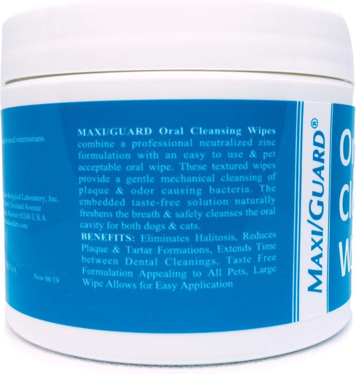 Maxi Guard unflavored pet dental wipes for plaque and tartar removal