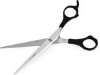 Close up of Laazar 6.5 inch pet shear ergonomic black plastic handle.