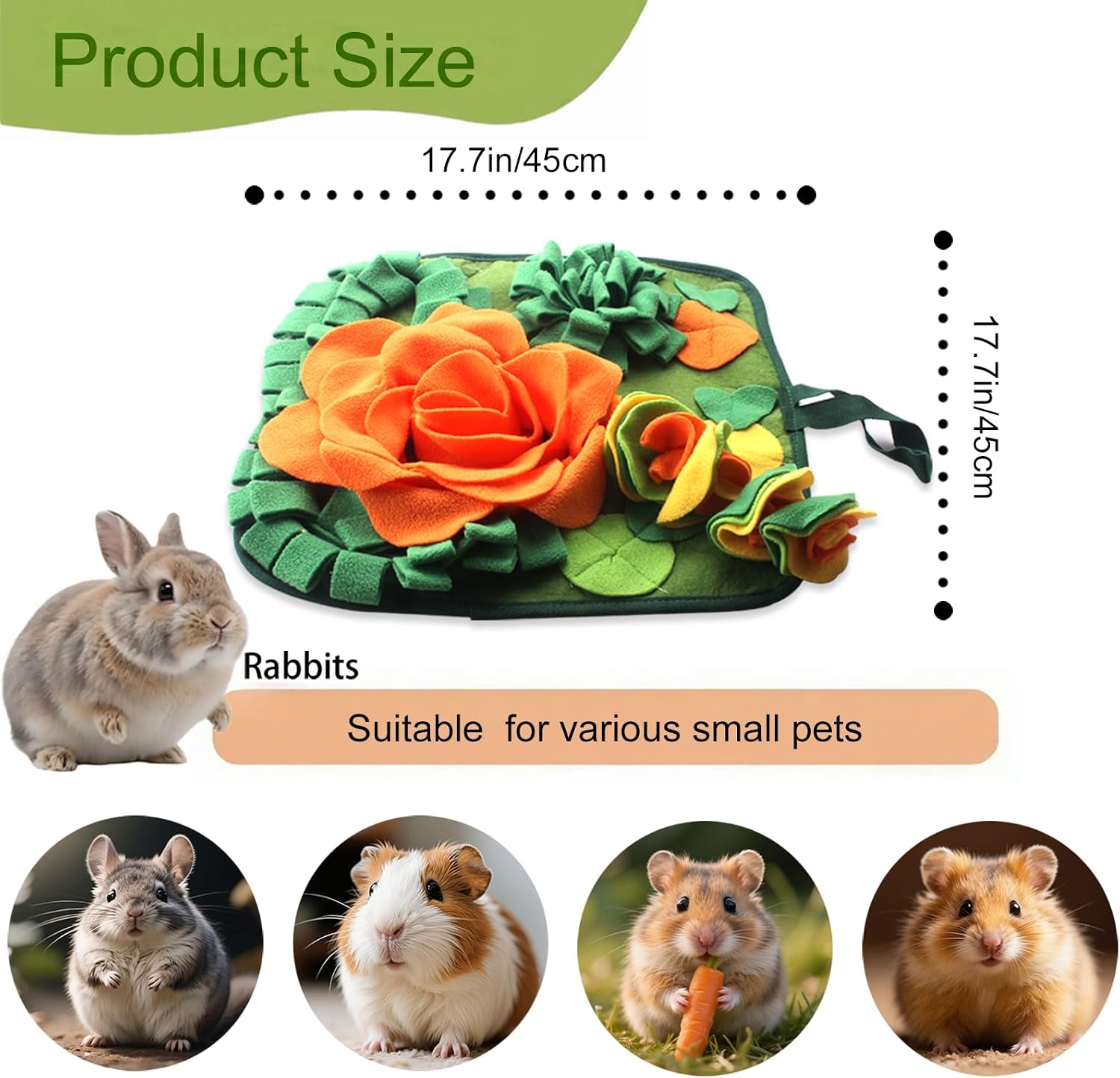 QMoveltyF Bunny Snuffle Mat with non slip base holding small animal treats